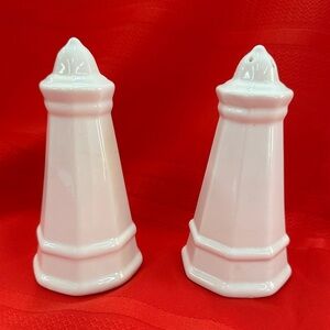 Elegant White Ceramic Lighthouse Salt and Pepper Shakers